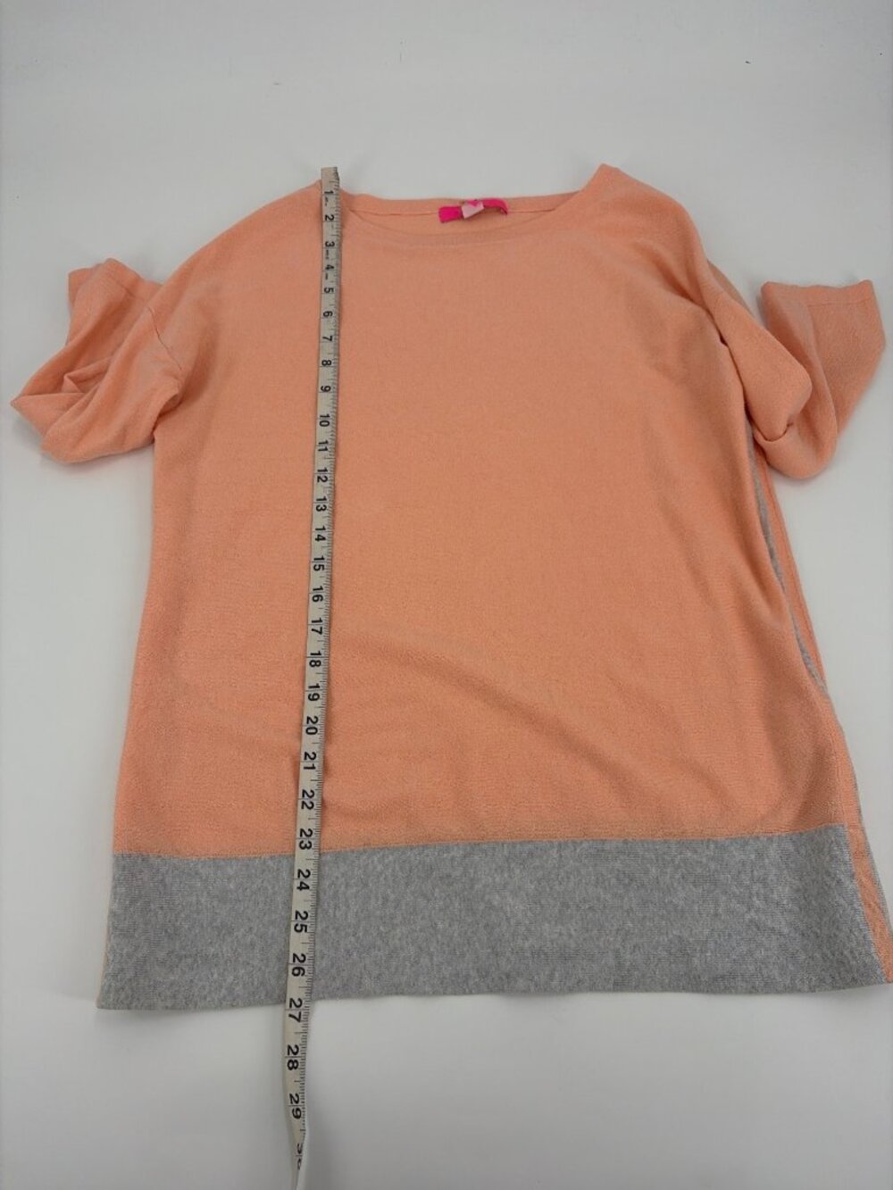 Lilly Pulitzer Dayna 3/4 Sleeve Sweater Peach Gray Coolmax Womens Medium Preppy - Picture 9 of 9